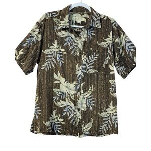 Island Republic Men Silk Hawaiian Shirt Button Up Size Medium Short Sleeve Beach